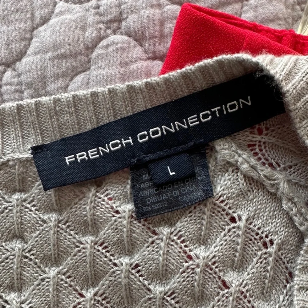 French Connection gray scoop neck lightweight textured sweater L - Picture 5 of 6